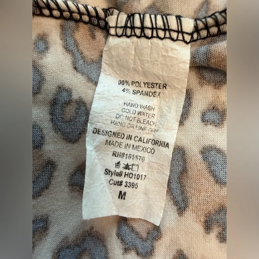 Leopard Print Short Sleeve Midi Dress - Beige/Black - Picture 5 of 11